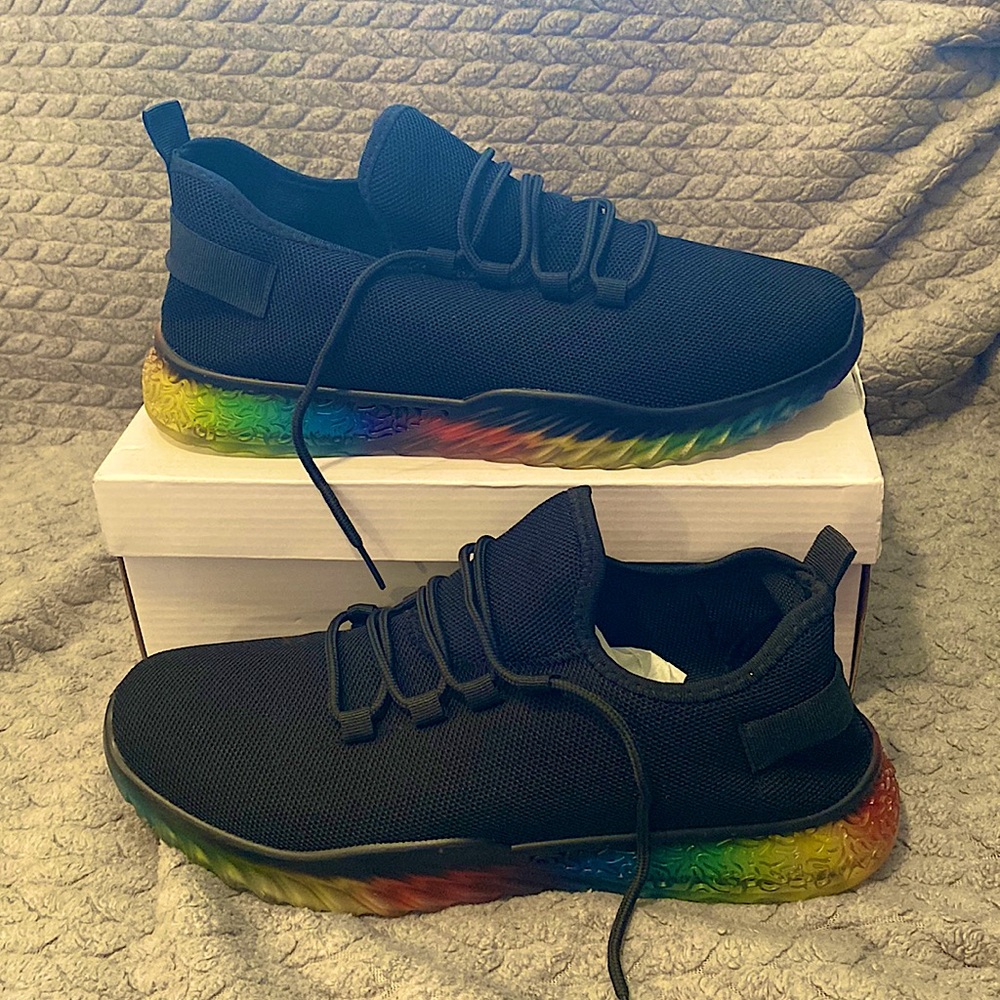 Black shoes with Rainbow bottoms size 12